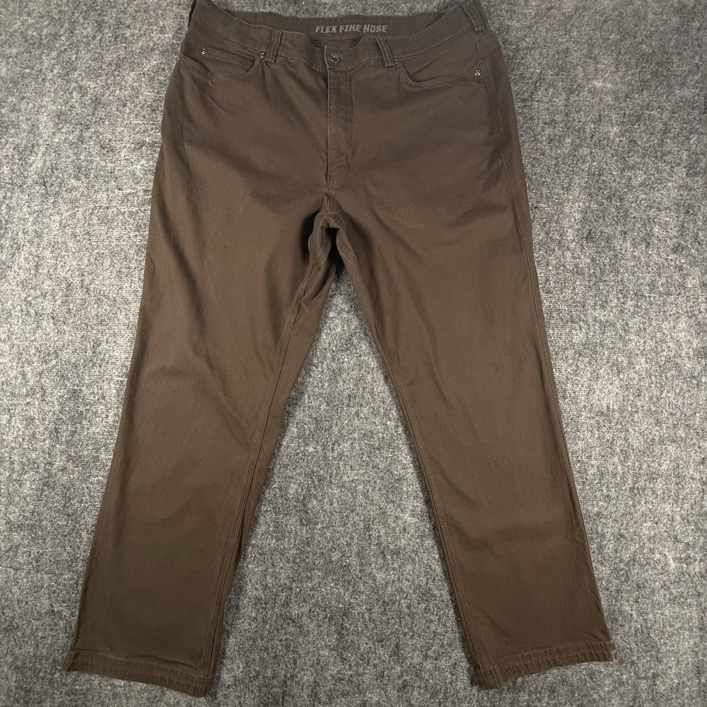 Duluth Trading Co Flex Fire Hose Pants Mens 40x32 Brown Canvas Utility Work Wear
